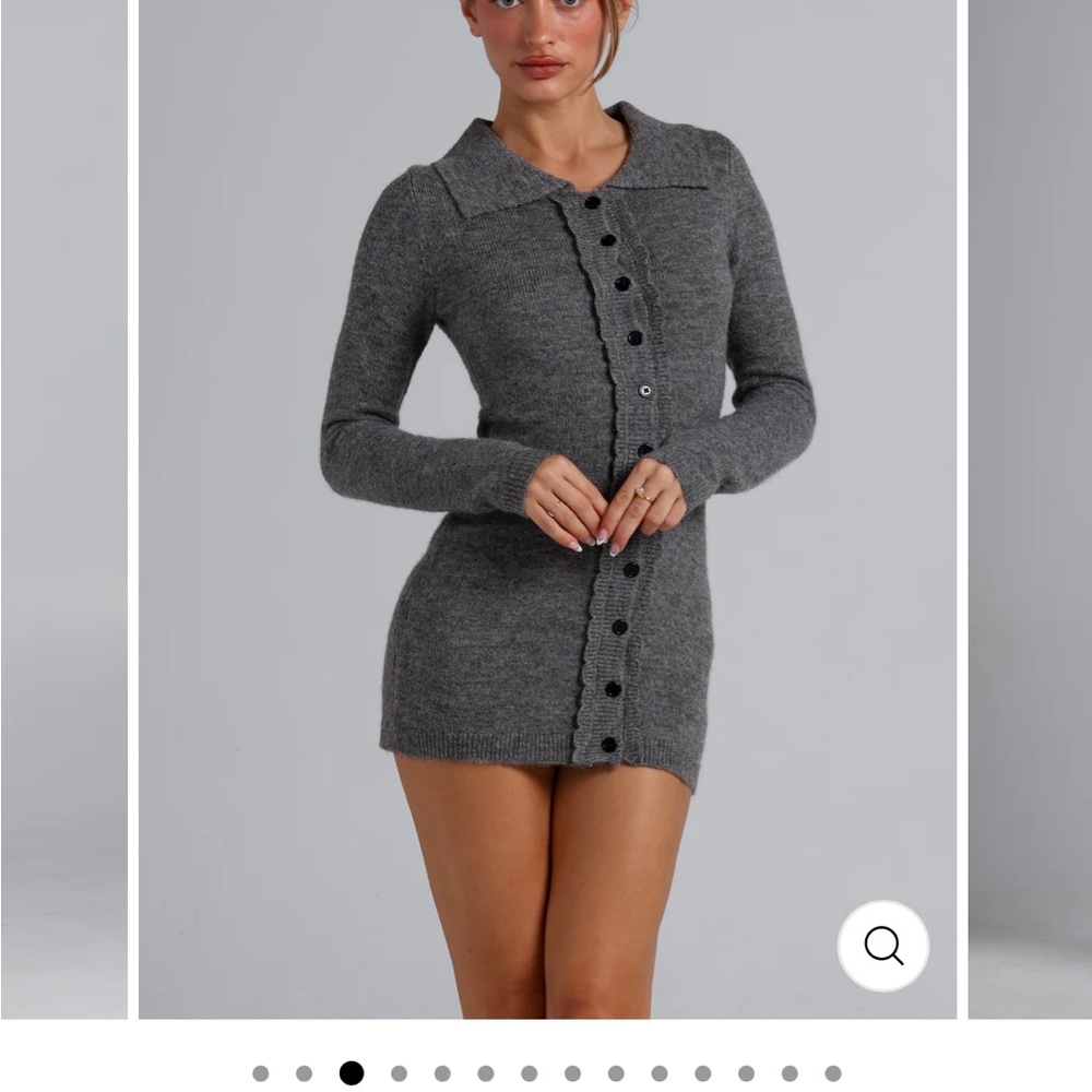 Cozy Gray Button-Front Knit Mini Dress